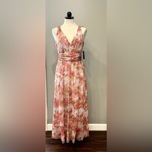 ALEXA B NITES CORAL FLORAL MAXI DRESS SIZE 4